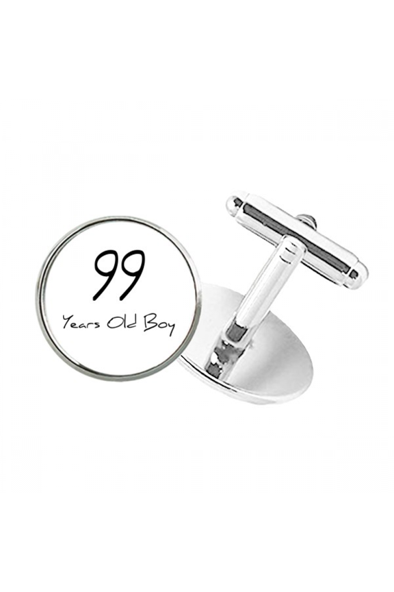 99 years old Boy Age Longevity Round Button Cuff Clip Stud Cufflinks