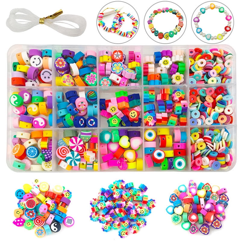 6300 Pcs Clay Beads For Jewelry Bracelet Making Kit , 24 Colors Polymer  Clay Beads Kit With Pendant Charms Kit And Elastic Strings, Art Craft Gift  Fo