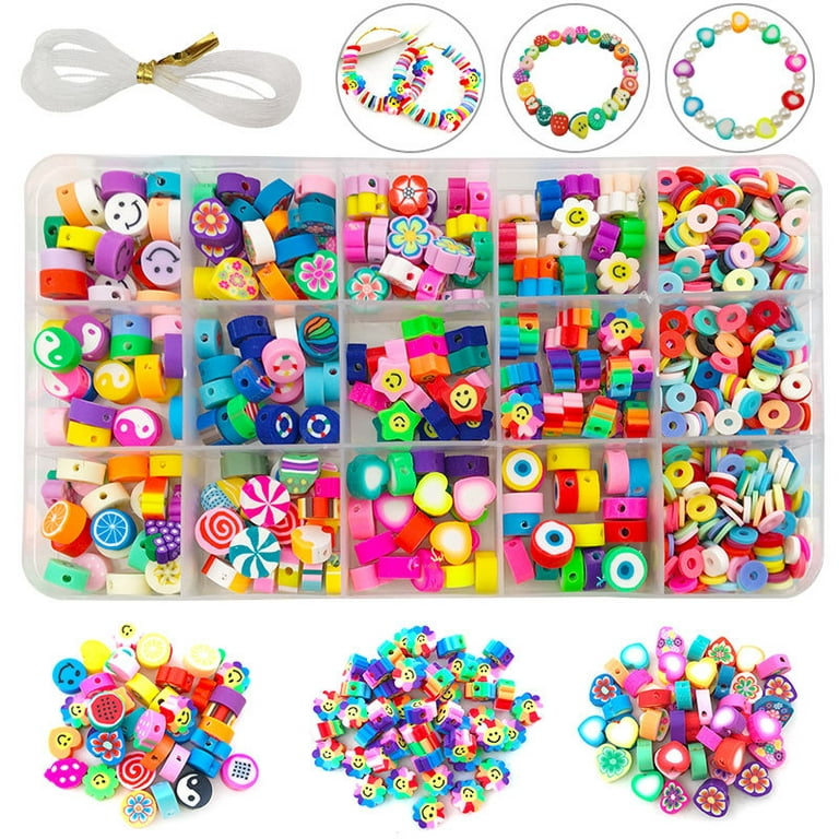 Great Choice Products Mix & Match Accessory Design Kit - 1000+ Clay Bead  Bracelet Kit With Bead Box Organizer And String For Bracelet Making