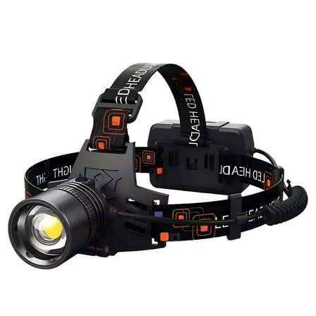 990000 Lumen LED Rechargeable Headlamp, 60H Long Battery Life Head Lamp with 5 Modes & IPX7 Waterproof & Zoomable, 120° Adjustable Head Light for Adults, Outdoor, Camping, Hardhat