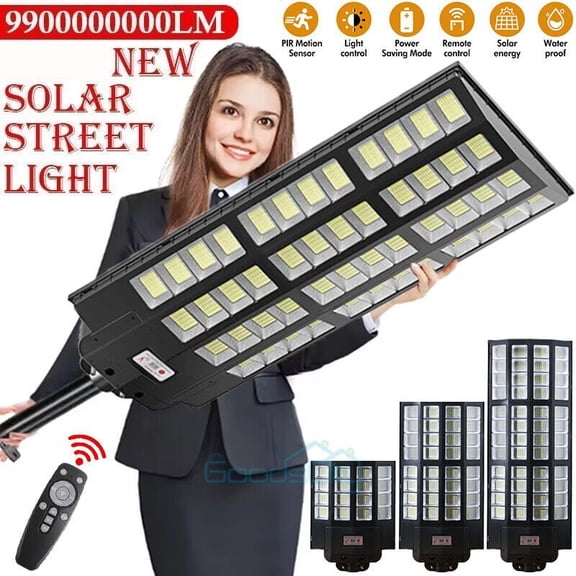 9900000000LM Outdoor Solar Street Light Motion Sensor Security Waterproof Lamp
