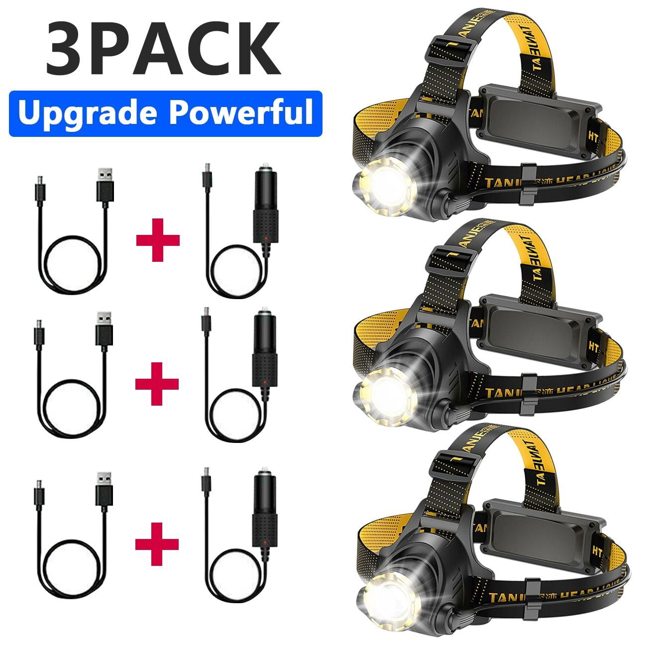 99000000LM Most Powerful Rechargeable Headlamp Super Bright LED Head Flashlight
