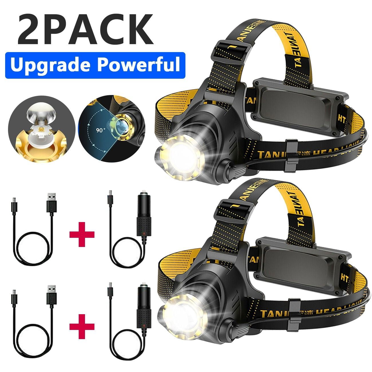 99000000LM Most Powerful Rechargeable Headlamp Super Bright LED Head Flashlight