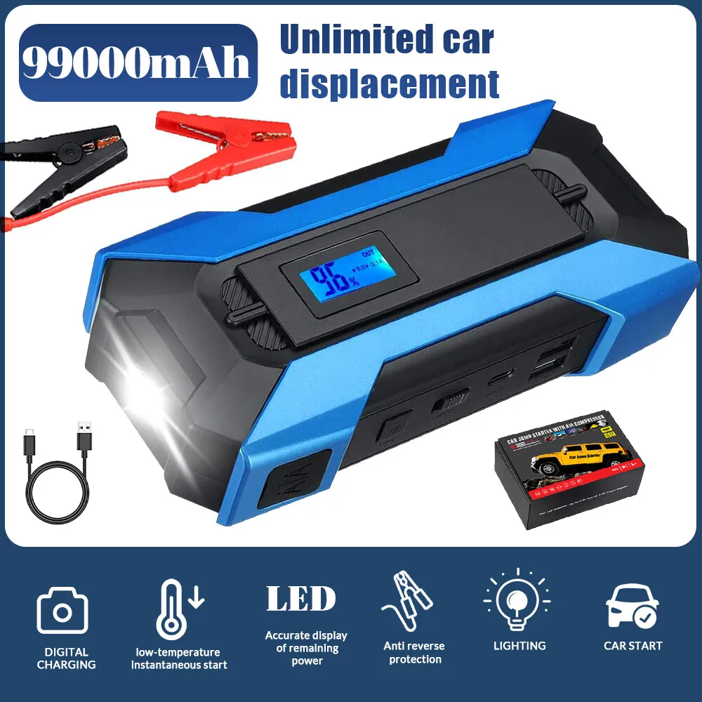 99000mAh Portable Car Jump Starter Booster Jumper Box Power Bank