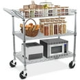 thumbnail image 1 of Metal Utility Rolling Cart, 990lbs Capacity 3 Tier Heavy Duty NSF Rolling Chrome Trolley Cart with Wheels & Wire Shelving & Handle Bar-Storage Carts on Wheels for Kitchen, Office, Outdoor,Serving, 1 of 14