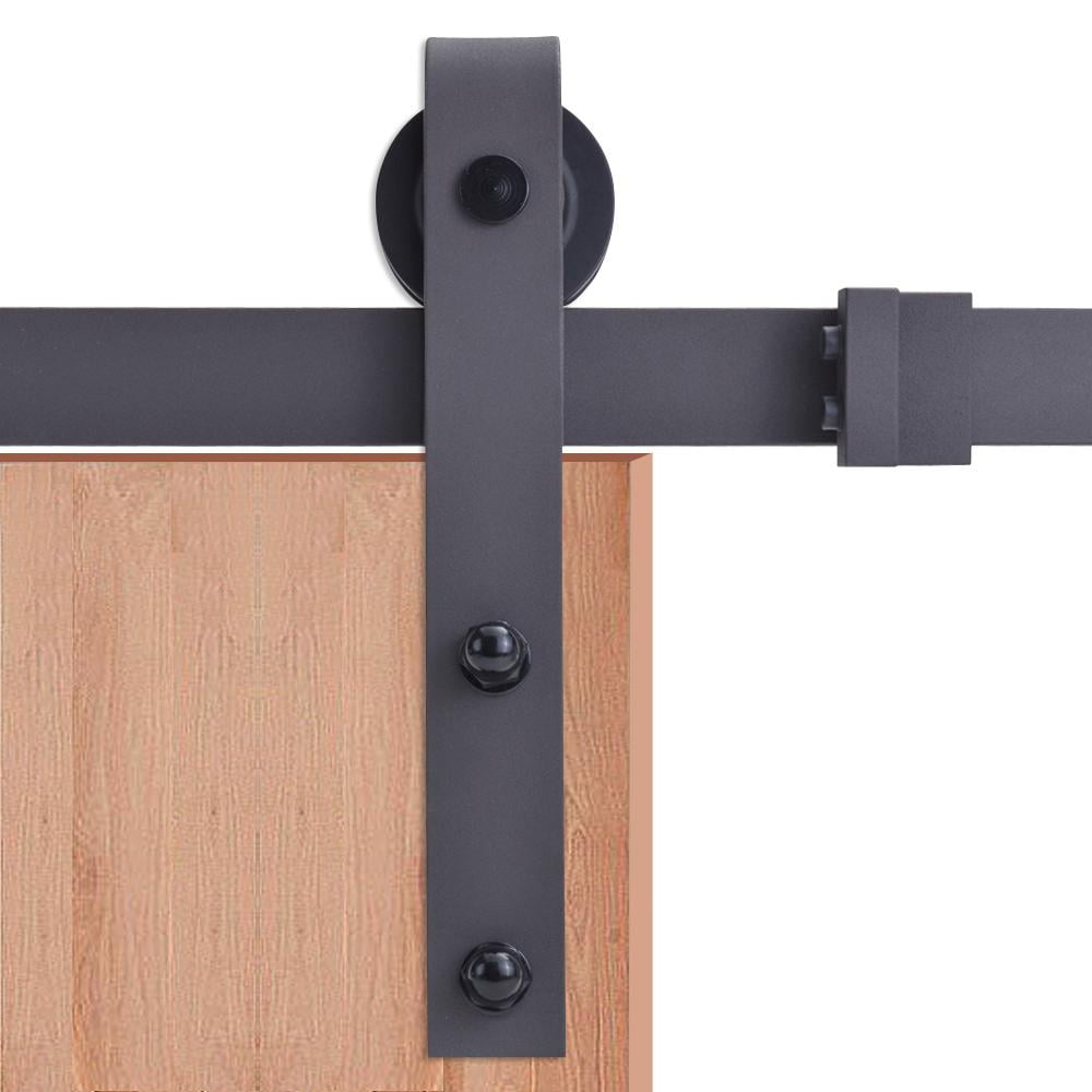 72 in. Black Steel Barn Door Sliding Track and Hardware Set