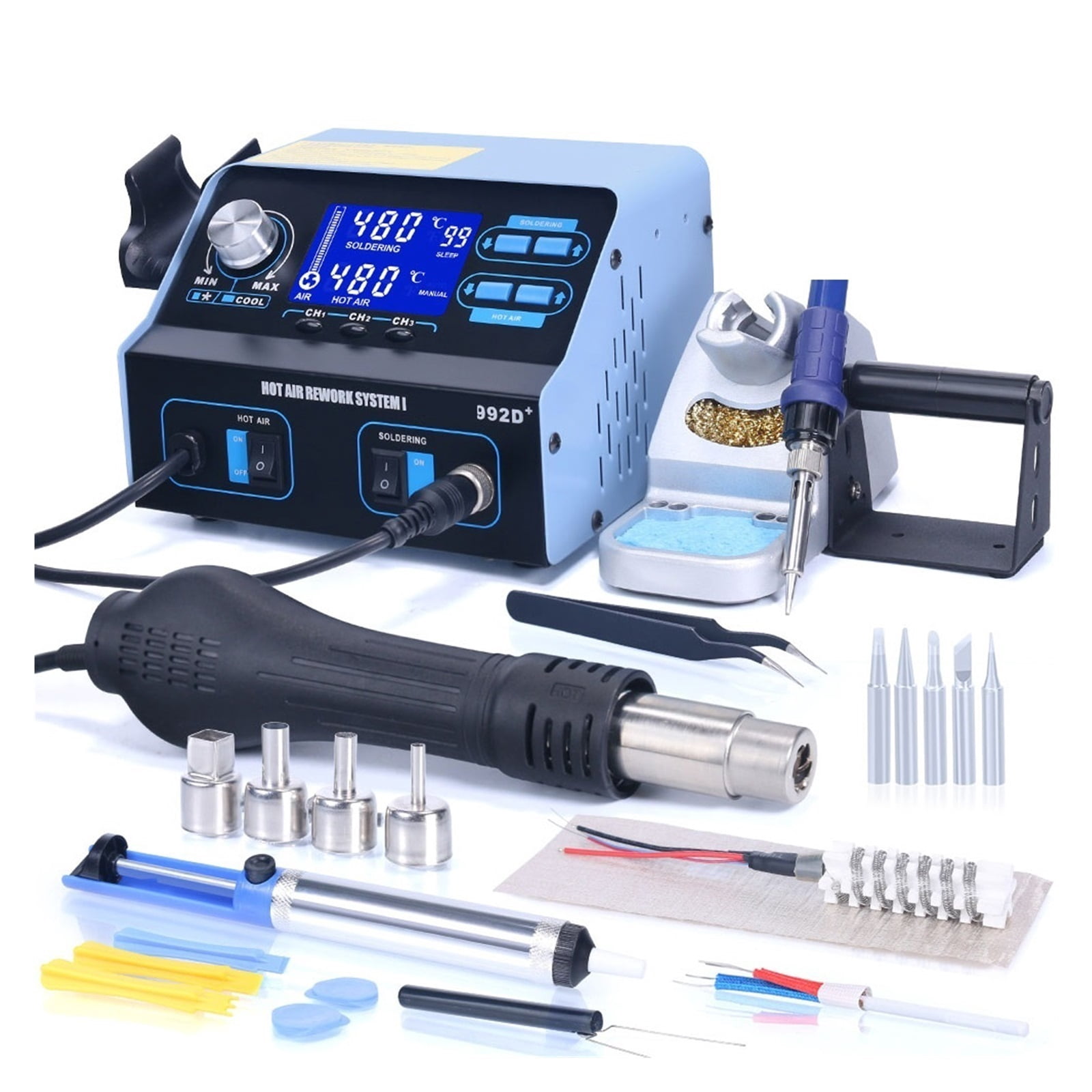 Pcb Rework Tools Kit 992D+ Soldering Iron Hot Air Soldering Station Phone IC PCB Repair ...