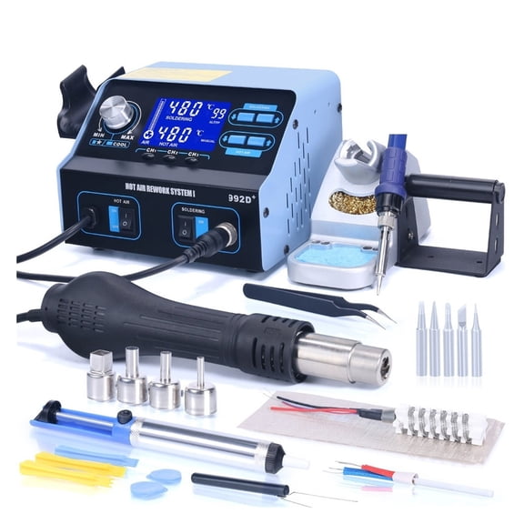 992D+ Soldering Iron Hot Air Soldering Station Phone IC PCB Repair Desoldering Station BGA Rework Station Soldering Tool ,Fast Heating