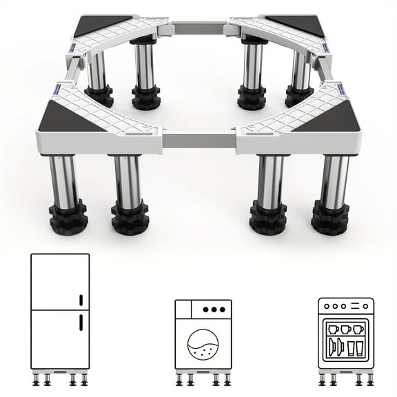 992LB/450KG Max Load Adjustable Fridge Stand-Upgraded with 8 Heavy Duty Feet, Increase 7-8.6inch Height, Base Stand for Washer Refrigerator Washing Machine Dryer