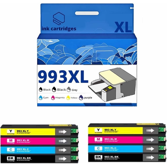 993XL BK C M Y Ink Cartridges Compatible for Pro 750 755 772 777 774 P77440 E77650 Printers, Leak-Proof Design Crisp Printing, Home & Office Use