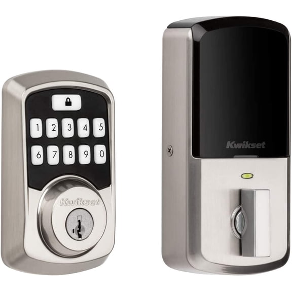 99420-001 Aura Bluetooth Programmable Keypad Door Lock Deadbolt Featuring SmartKey Security, Satin Nickel