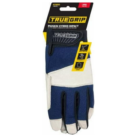 True Grip 99517-23 Pigskin Hybrid Leather Impact Work Gloves, L - Quantity 3