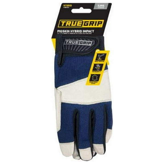 True Grip 99518-23 Pigskin Hybrid Leather Impact Work Gloves, XL - Quantity 3