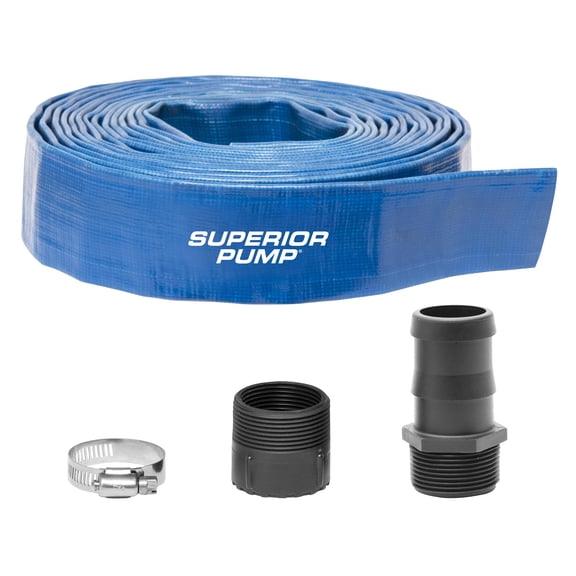 99621 Lay-Flat Discharge Hose Kit, 1-1/2-Inch by 25-Foot PVC Hose, with Adapters