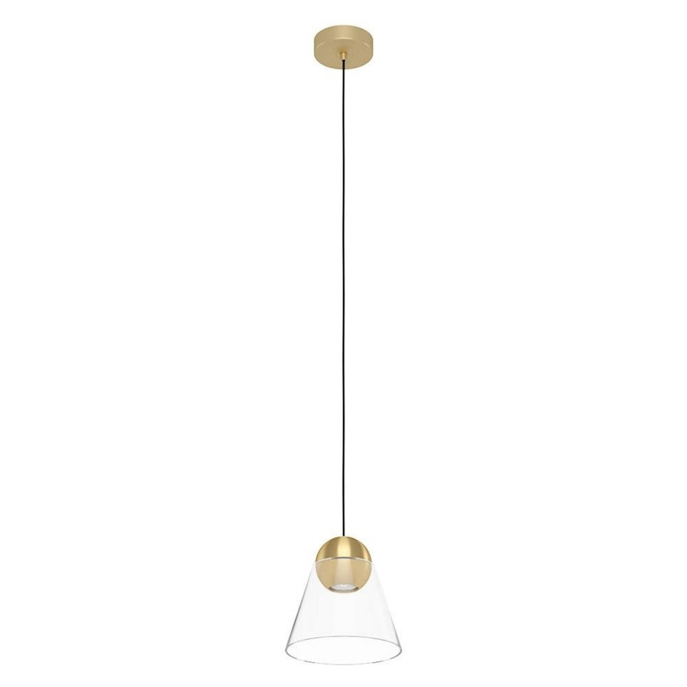 Cerasella 6" Mini LED Pendant in Brushed Brass with Clear Glass