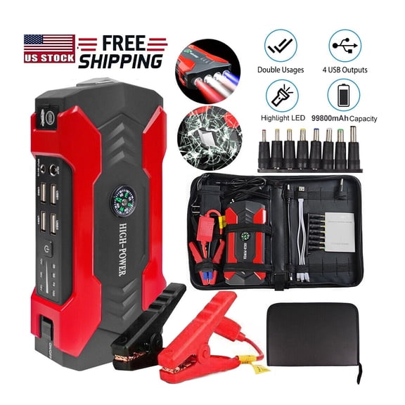 99800MAh Car Battery Jump Starter with 4 Selectable Modes, 12V Jump Box Pack LED Flashlight Car Battery Charger Car Battery Booster Power Supply for Motorcycle Note That Option 2 Solely Has EC5