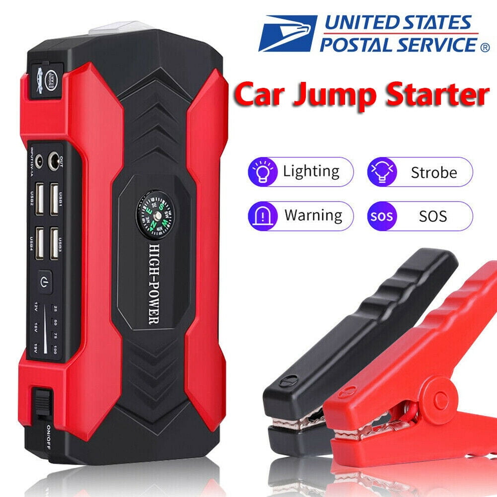 99800mAh Safe Car Jump Starter 600A Peak with USB Quick Charge and Jumper  Cables for up to 6.0L Gas or 3.0L Diesel Engine, 12V Portable Power Bank  Charger Auto Battery Booster Box 