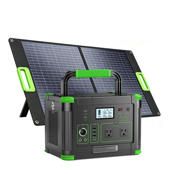 998W Portable Power Station 995Wh with 100W Foldable Solar Panel, Off-Grid Solar Generator Kit for Camping RV Home Emergency Outdoor Power Supply