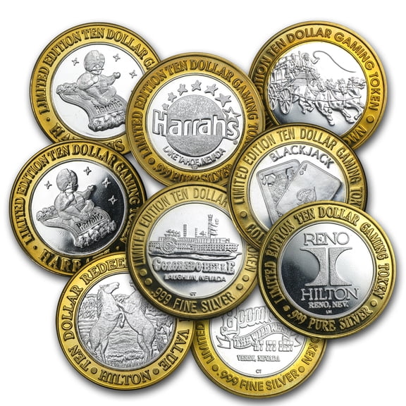 .999 Fine Silver $10/$20 Gaming Token (Random Motif)