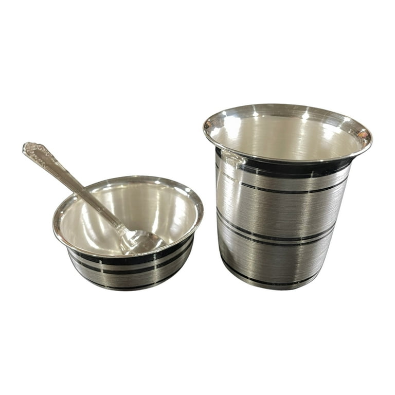999 Pure Silver 2.5 Inch Glass 2.5 inch Bowl Spoon for Kids