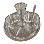 999 Pure Silver 7.0 Inch Light Weight Western Plate Anna Prasanam Small Dinner Set - Set#03