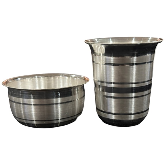 999 Pure Silver Hallmarked 150ml Glass & 100ml Bowl Set- 3.0-inch Set#02