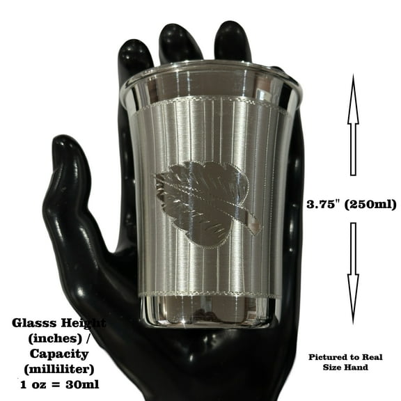 999 Pure Silver Hallmarked Designer Glass - Style#08 Glass Height & Capacity: 3.75-inch (250ml)
