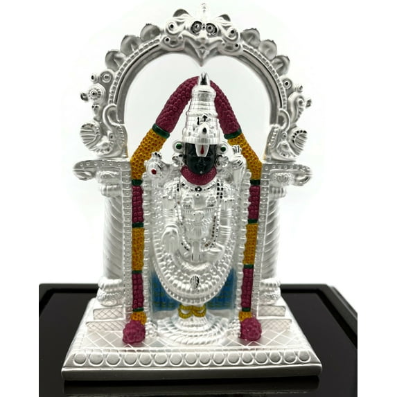 999 Pure Silver Tirupathi Balaji idol - 9.0-inch Tall Statue / Murthi (Figurine #07)