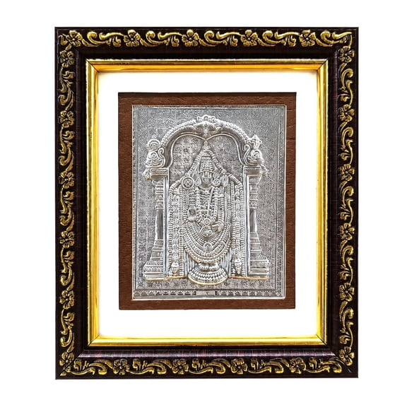 999 Pure Silver Tirupati balaji Photo Frame - Elegant Gift for Pooja Room, Ideal Pure Silver Gift Items