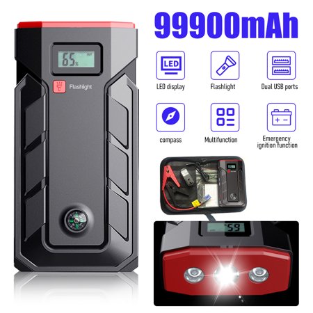 99900mAh Car Jump Starter Portable Battery Pack Booster Jumper Box Emergency Start Power Bank Supply Charger with Built-in LED Light
