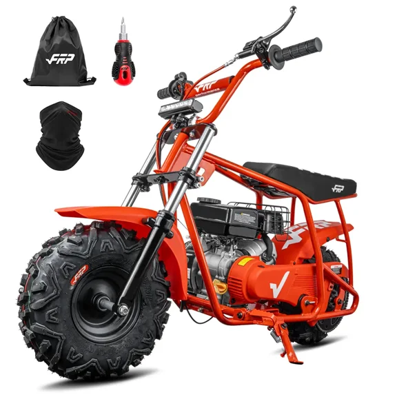 99CC 4-Stroke Gas Mini Dirt Bike for 13+, 28MPH Off-Road Mini Bike w/ Hydraulic Brakes, Front Suspension Fork, SUNF All-Terrain Tires, Headlight, Neck Gaiter & Tool Kit, 220LB Capacity - Red