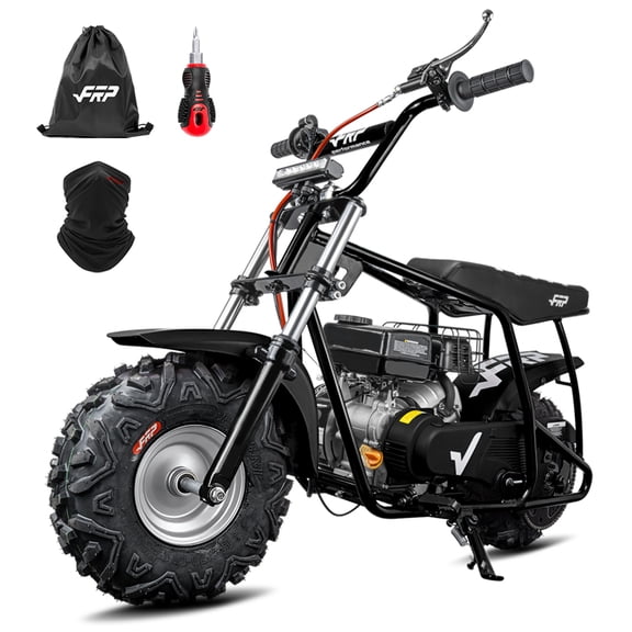 99CC 4-Stroke Gas Mini Dirt Bike for 13+, 28MPH Off-Road Mini Bike w/ Hydraulic Brakes, Front Suspension Fork, SUNF All-Terrain Tires, Headlight, Neck Gaiter & Tool Kit, 220LB Capacity - Black