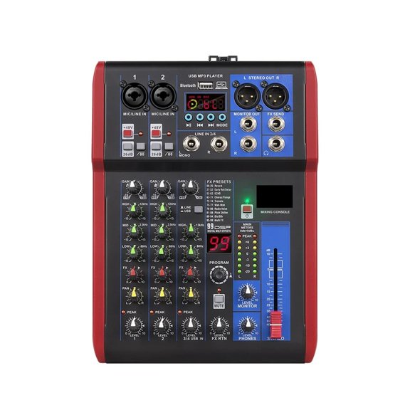 99DSP Mixer DJ Console - 2 Mic/Line Inputs MP3/USB I/O EQ & Delay Effects 20Hz-30KHz ,Lightweight