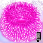 99FT 300 LED String Lights, Pink Fairy Lights Plug in, 16 Modes Transparent Pink Wire, 29V Low Voltage for Indoor Outdoor Christmas Wedding Party Decoration