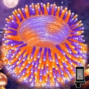 99FT 300 LED String Lights, Purple/Orange Fairy Lights Plug in, 16 Modes Transparent Wire, 29V Low Voltage for Indoor Outdoor Christmas Wedding Party Decoration