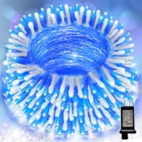99FT 300 LED String Lights, White/Blue Fairy Lights Plug in, 16 Modes Transparent Wire, 29V Low Voltage for Indoor Outdoor Christmas Wedding Party Decoration