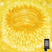 99FT 300 LED String Lights, Yellow Fairy Lights Plug in, 16 Modes Transparent Yellow Wire, 29V Low Voltage for Indoor Outdoor Christmas Wedding Party Decoration