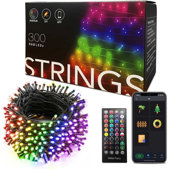 99FT 300LED Dynamic Smart Programmable Holiday Decor RGB String Lights Multicolor Changing Outdoor Indoor App-Controlled
