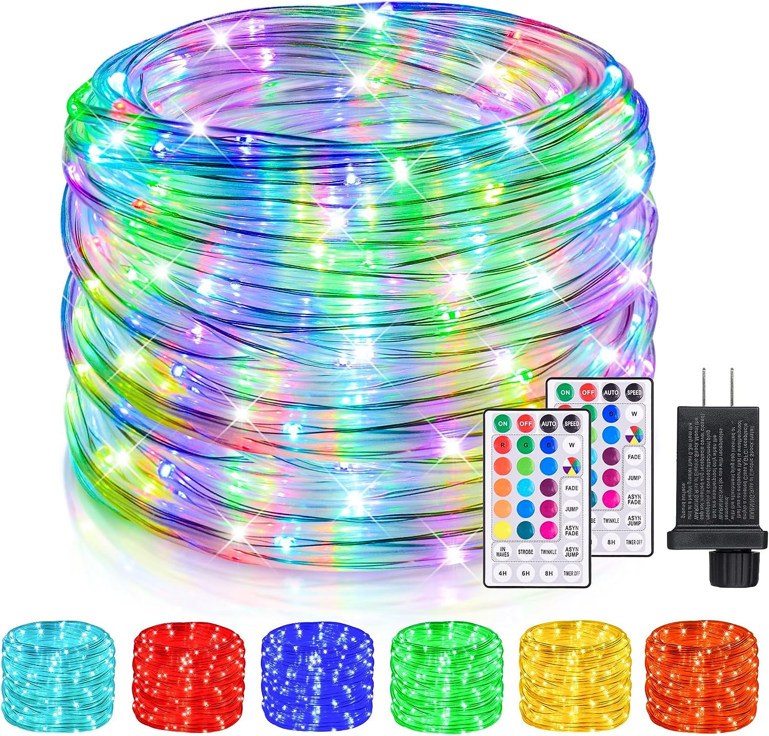 99Ft Outdoor LED Rope Lights 18 Colors Changing Fairy String Light