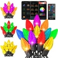 thumbnail image 1 of 99FT Christmas Smart C9 String Lights 150 LED Extendable DIY Color Changing APP Remote Controlled Christmas Music Timer Waterproof Programmable Lights for Eaves Fence Xmas Tree Decoration, 1 of 8