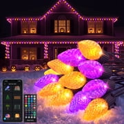 99FT Smart C9 LED String Lights 150 Color Changing Bulbs Halloween APP & Remote Controlled Music Sync Timer Extendable Outdoor Decorative Lights for Haunted House Yard Patio Fence Party Holiday