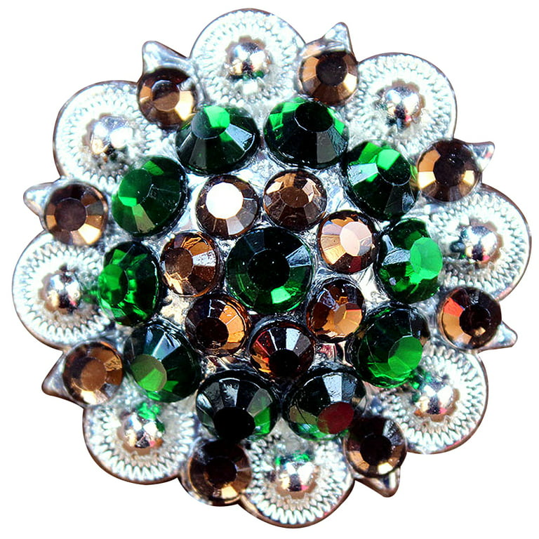Saddle Leather Tack Bling Rhinestone Crystal Conchos Designed and assembled  in the U.S