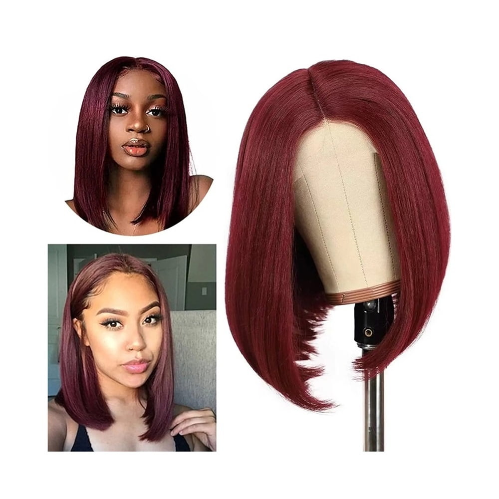99J Straight Short Bob Wigs Human Hair Pre Plucked T Part Lace Frontal Wig