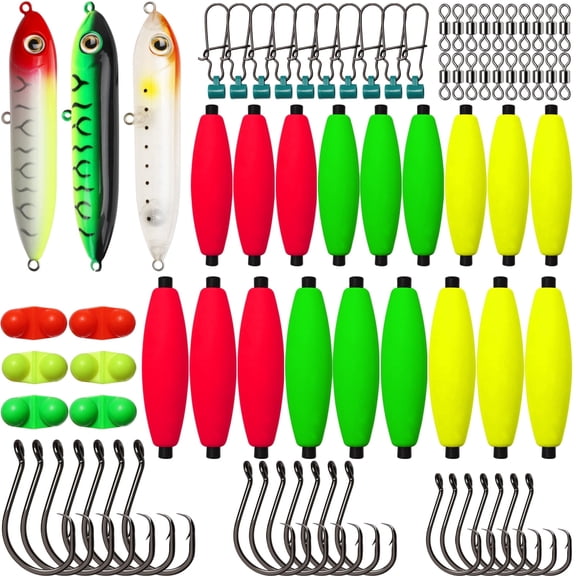 Catfish Rig Making Kit with Float Hooks Swivels Bells Catfishing Tackle 99PCS