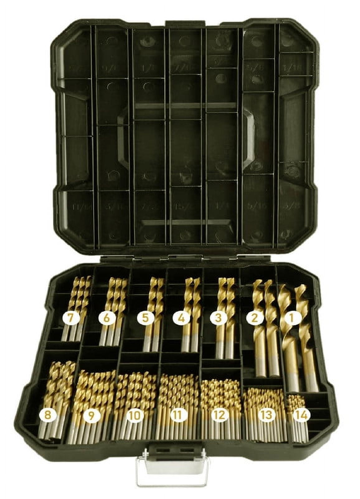99Pcs HSS Twist Drill Bit Set Jobber Length Titanium Nitrided Metalworking Drill Steel Metal Iron Plastic Wood