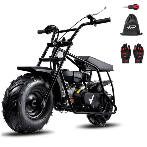 99cc 4-Stroke Gas Mini Bike for Ages 13+, Pull Start Mini Dirt Bike, Rear Disc Brake, Up to 28 MPH, 220 lb Capacity, All-Terrain Tires