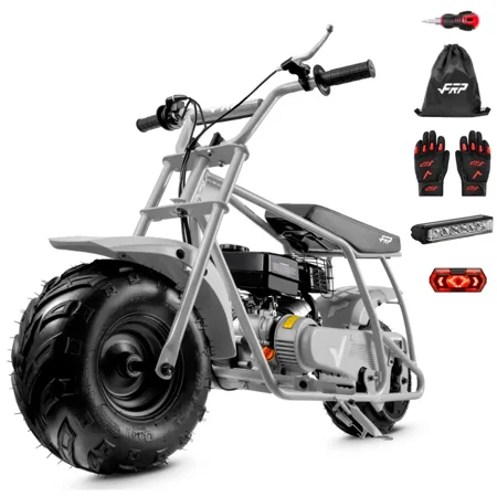 99cc 4-Stroke Gas Mini Bike for Ages 13+, Pull Start Mini Dirt Bike, Rear Disc Brake, Up to 28 MPH, 220 lb Capacity, All-Terrain Tires