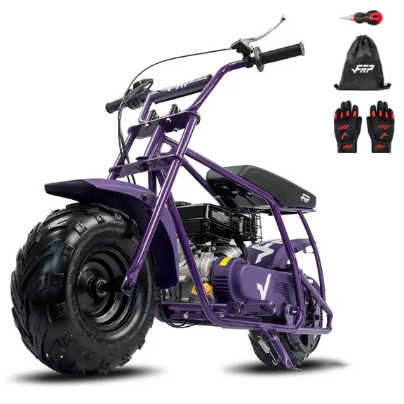 99cc 4-Stroke Gas Mini Bike for Ages 13+, Pull Start Mini Dirt Bike, Rear Disc Brake, Up to 28 MPH, 220 lb Capacity, All-Terrain Tires