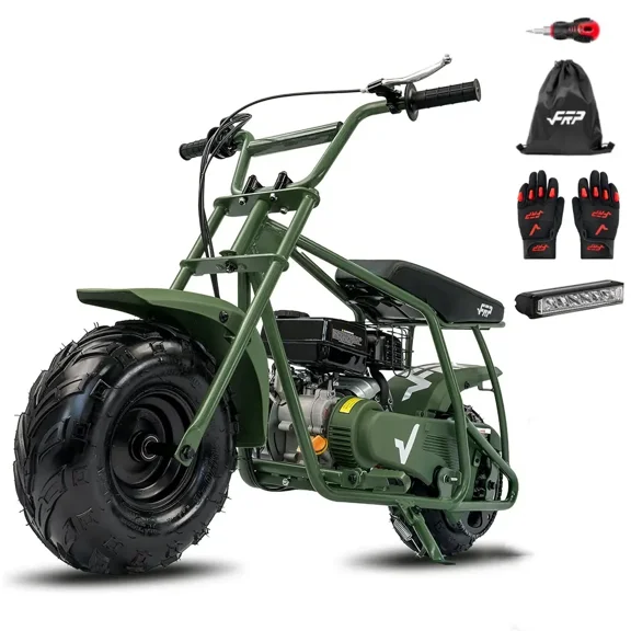 99cc 4-Stroke Gas Mini Bike for Ages 13+, Pull Start Mini Dirt Bike, Rear Disc Brake, Up to 28 MPH, 220 lb Capacity, All-Terrain Tires