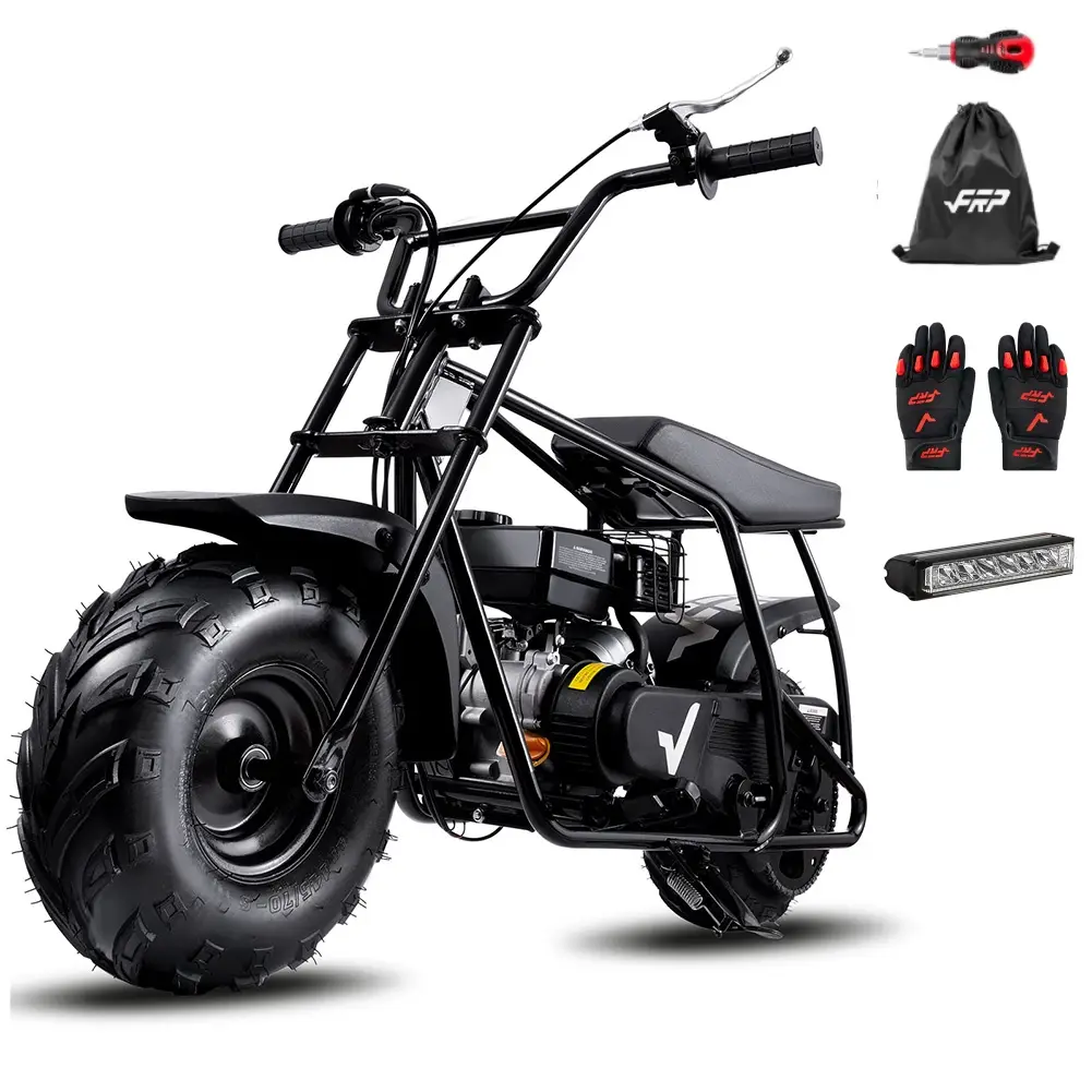 99cc 4-Stroke Gas Mini Bike for Ages 13+, Pull Start Mini Dirt Bike, Rear Disc Brake, Up to 28 MPH, 220 lb Capacity, All-Terrain Tires